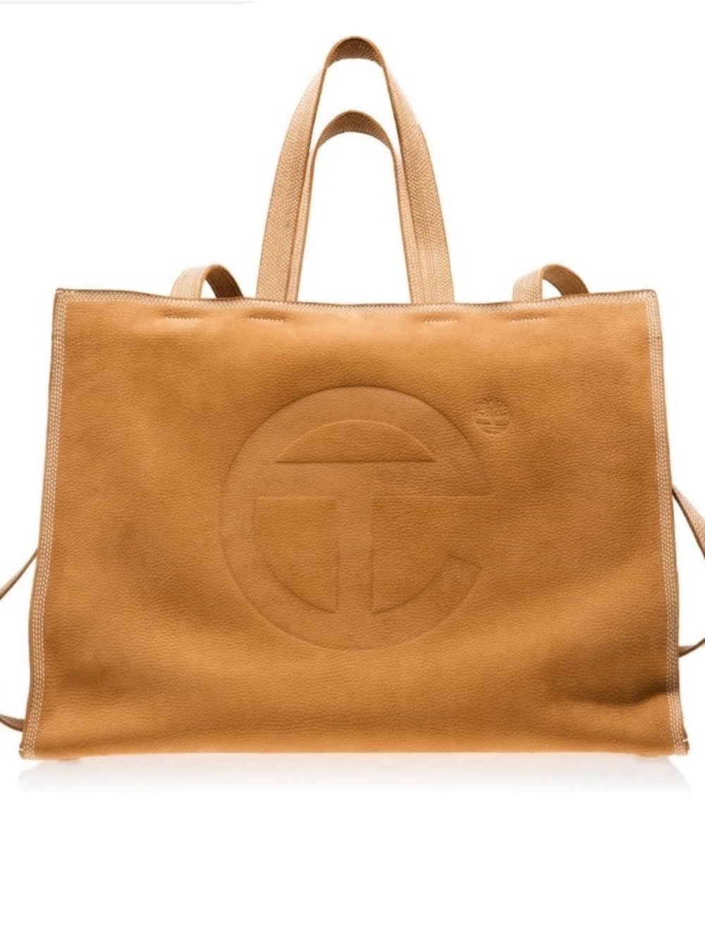 Telfar Tan Leather Tote with Embossed Logo